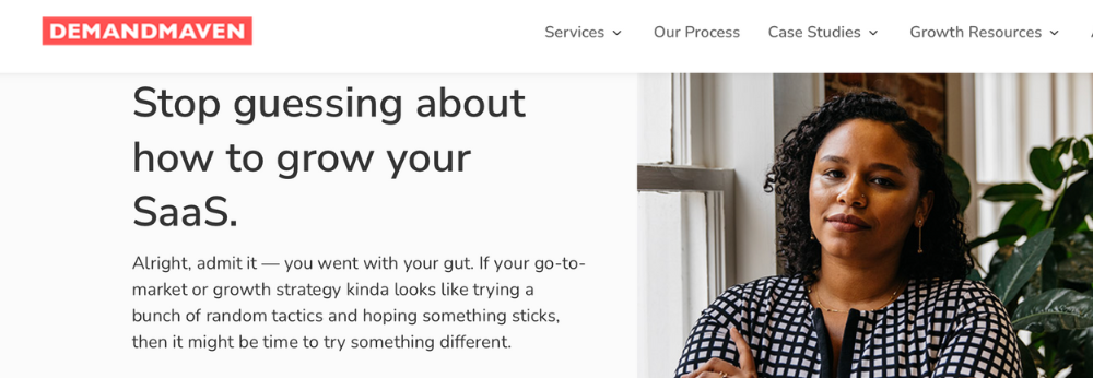 SaaS marketing consultant website homepage for DemandMaven
