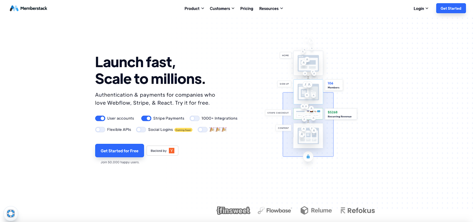 Memberstack's example of saas website best practices