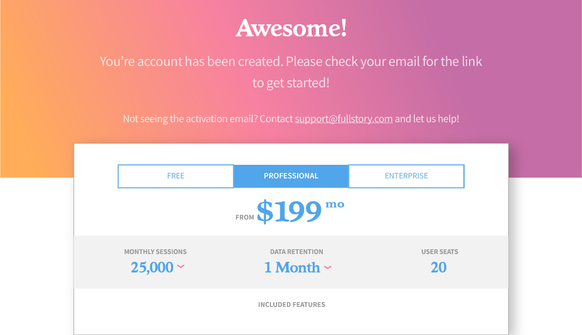 FullStory activation link