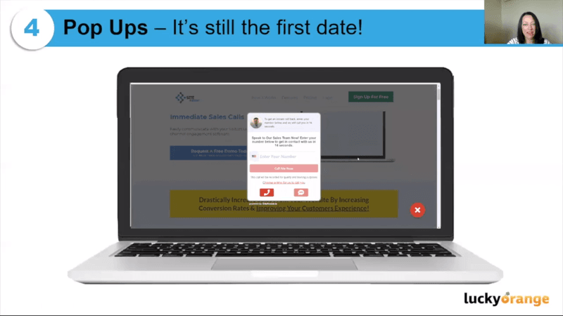 Popups on websites application