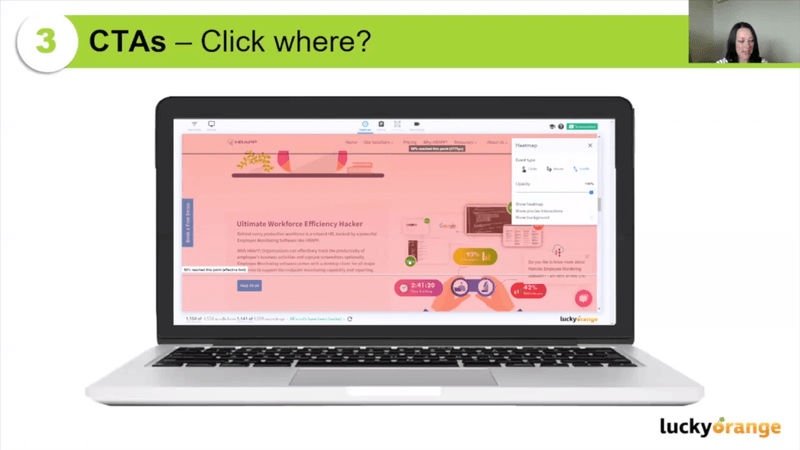 Lucky Orange Scrolls Heatmap applied to website