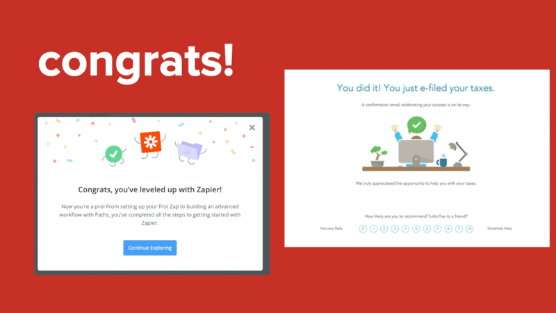 Example of milestone notice - "Congratulations"