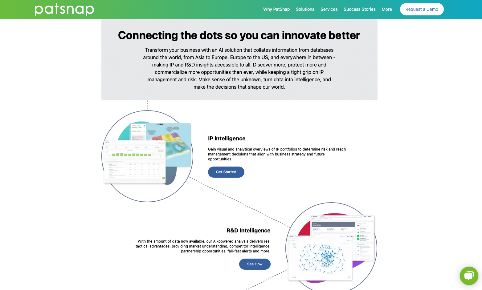 PatSnap landing page