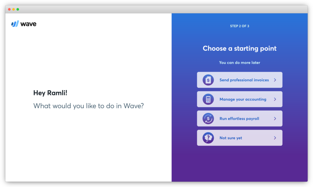 wave user onboarding experience