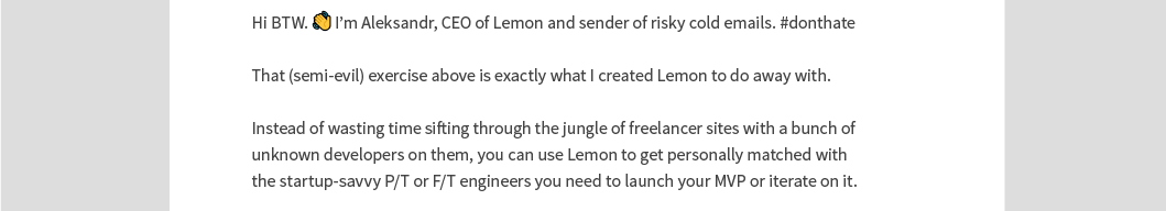 Product Led Cold Email Example