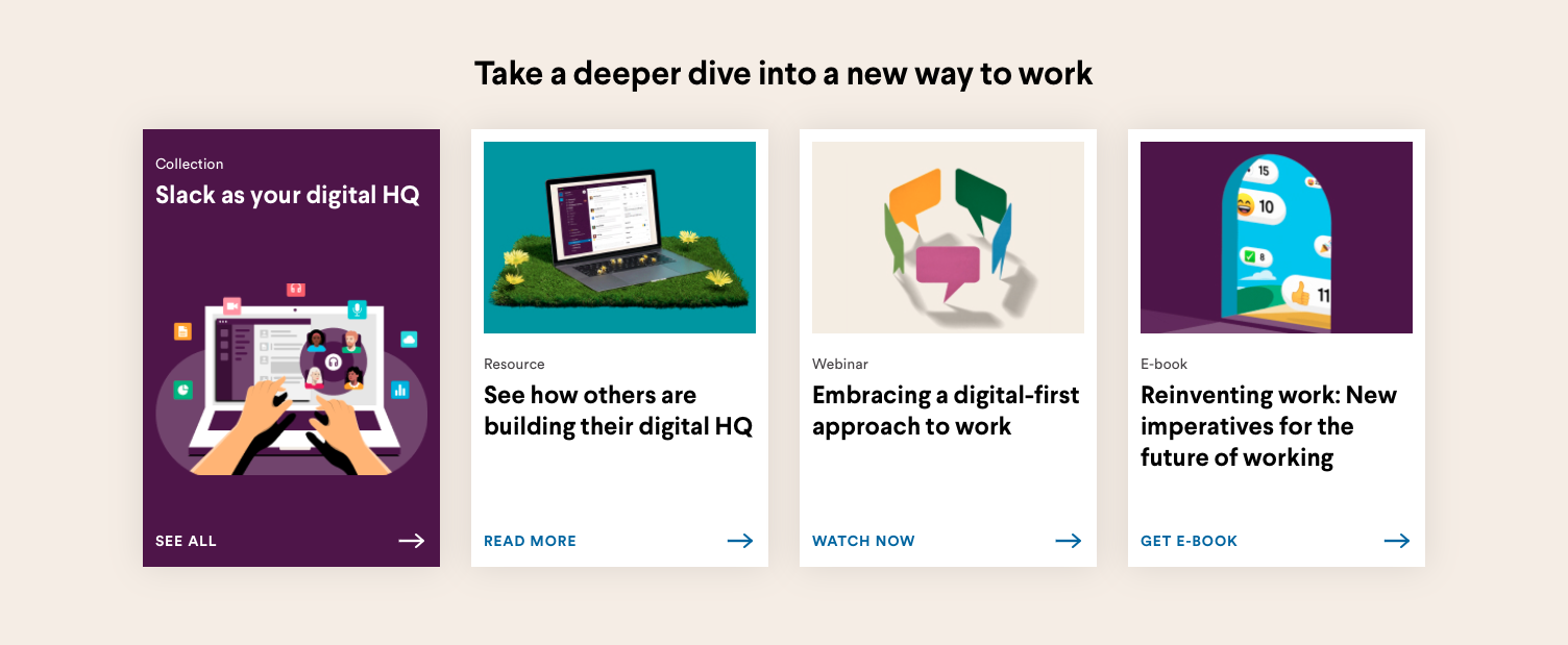 Slack's homepage example for SaaS content marketing