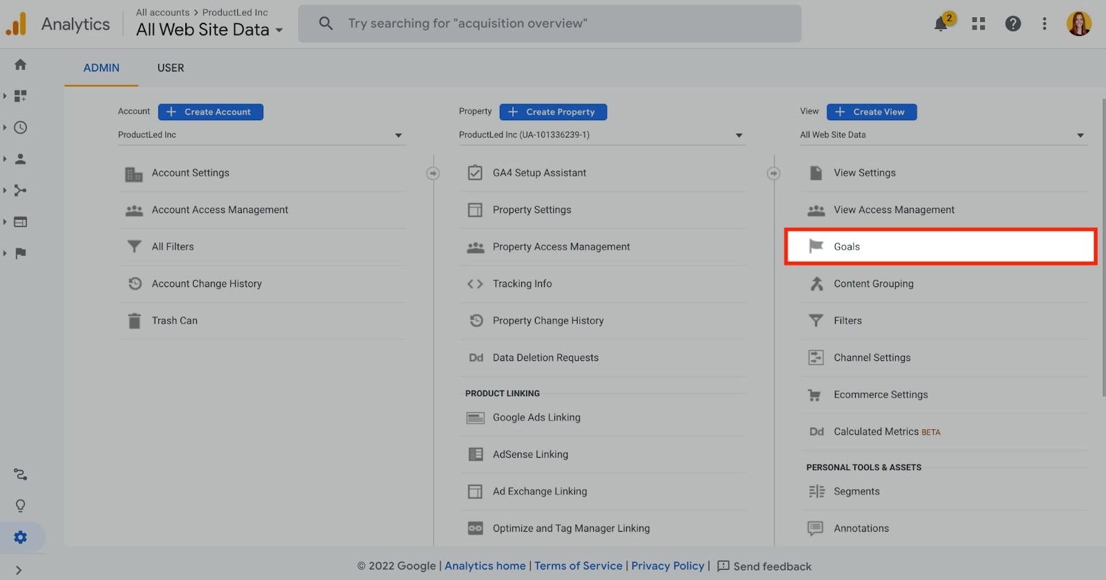 Google Analytics Goals set up for SaaS product documentation pages