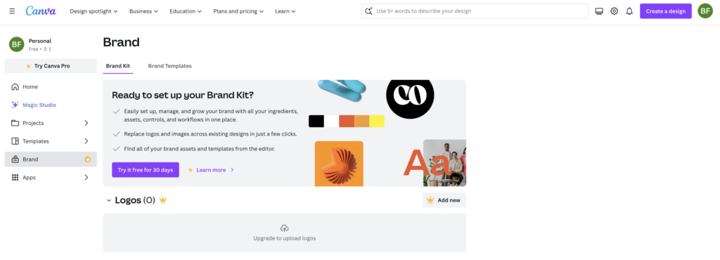Canva's dashboard showcasing a freemium model