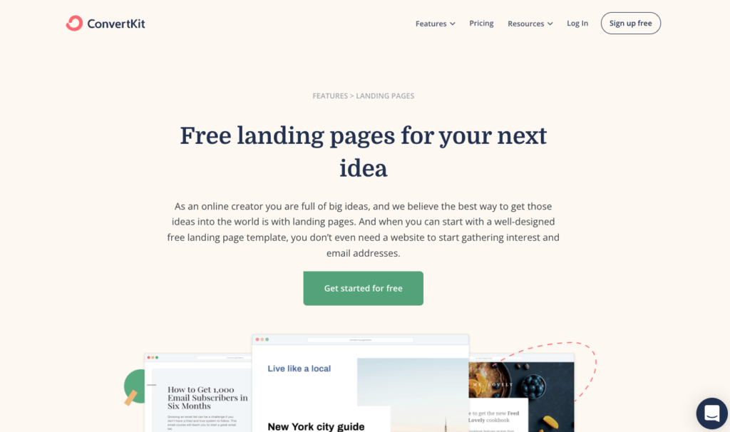 The product-led growth model "New Product Model" is exemplified in ConvertKit free landing page tool. A new product that helps leverage their core product.