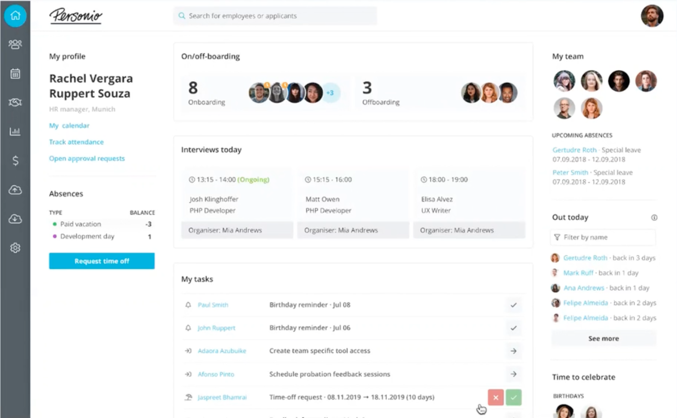 Personio SaaS dashboard example