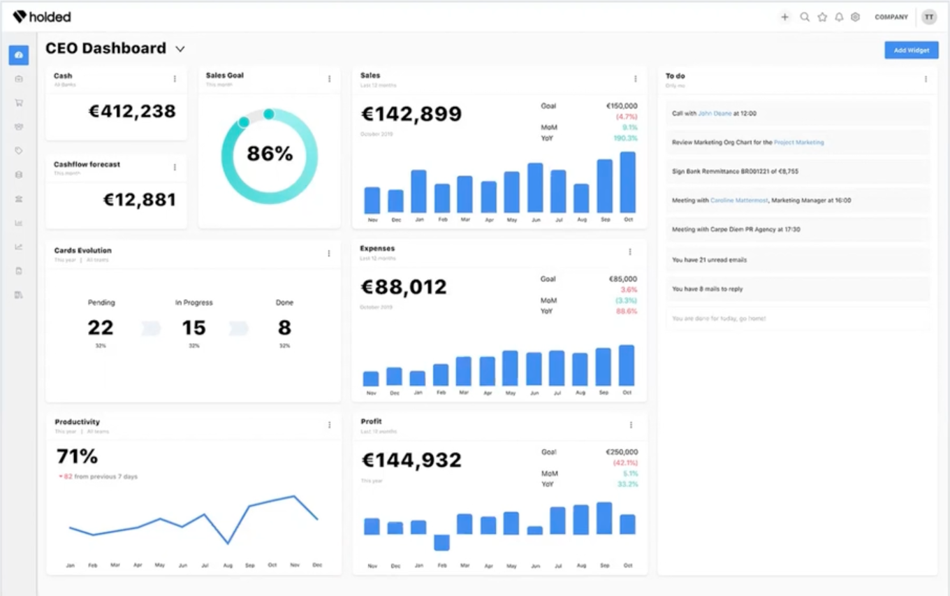 Holded dashboard example