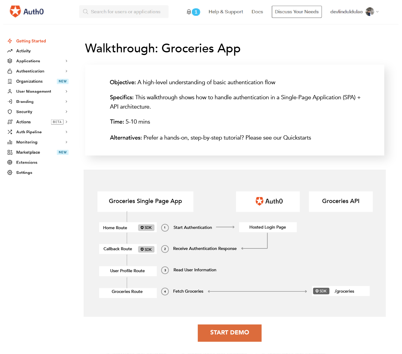 Auth0 Getting Started for activation rate saas