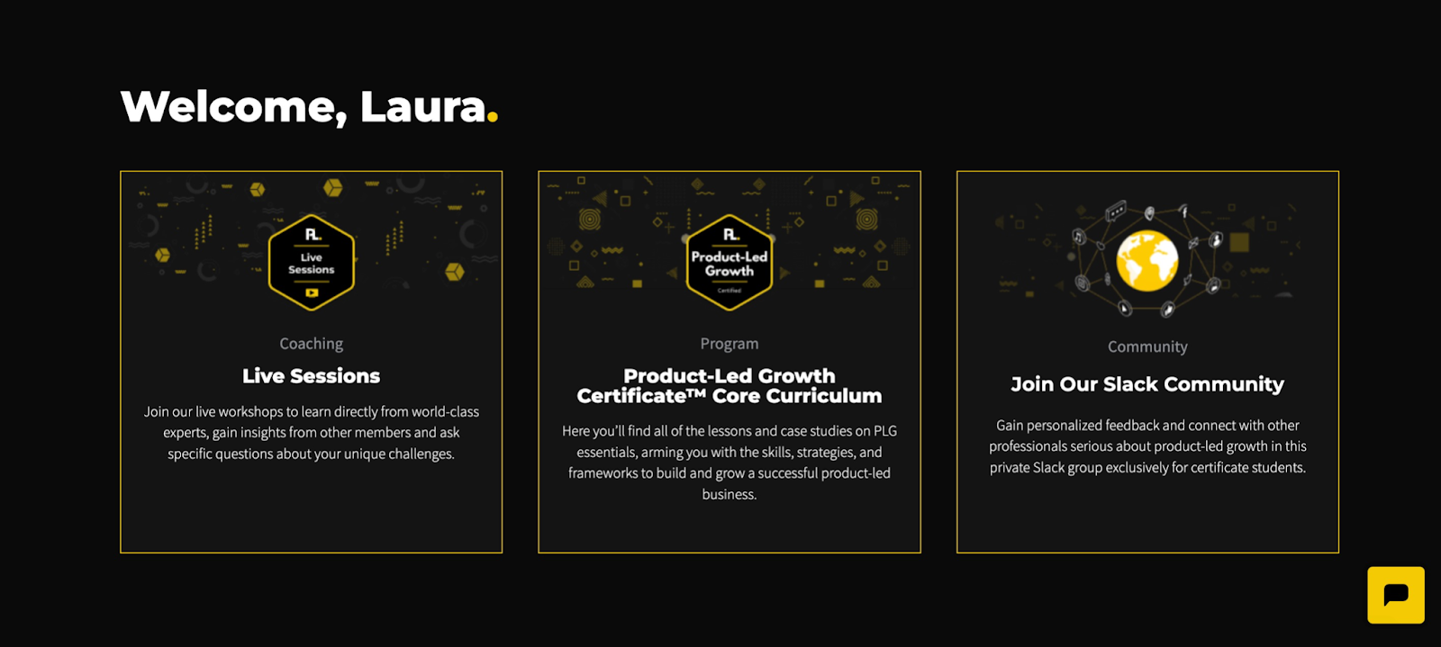 ProductLed's welcome screen