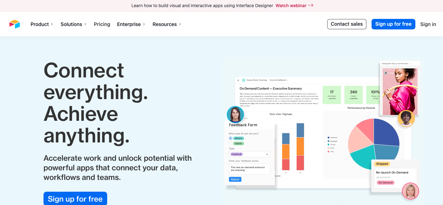 Airtable's landing page
