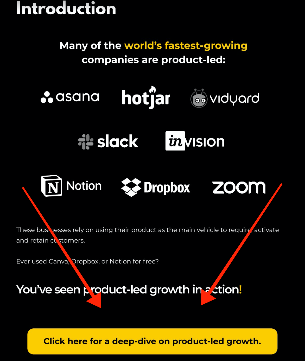 Call to action to blog post