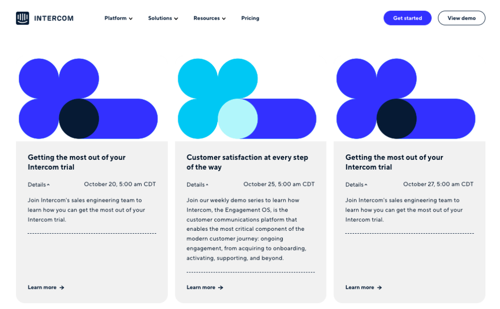 Intercom: Trial and Demo options