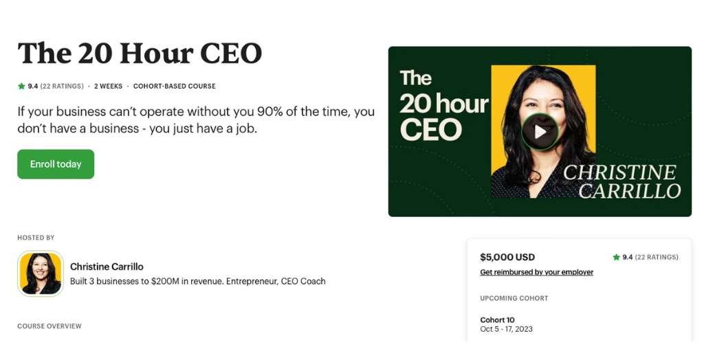 The 20 Hour CEO course page