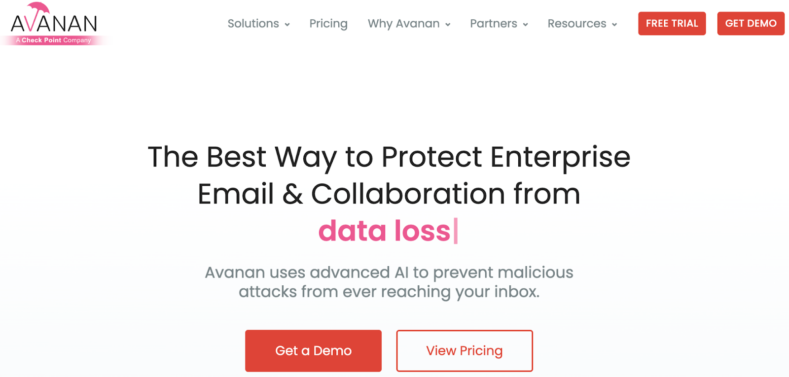 an image of Avanan's home page