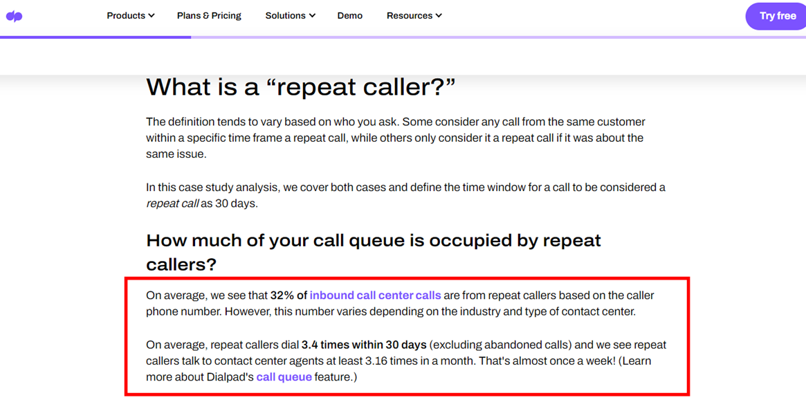 An image showing the statistics of Dialpad