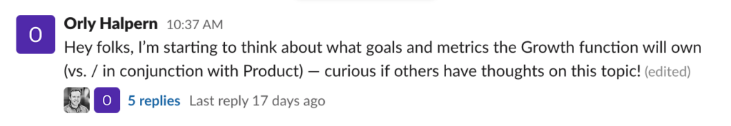 An example of a product-led Slack community conversation