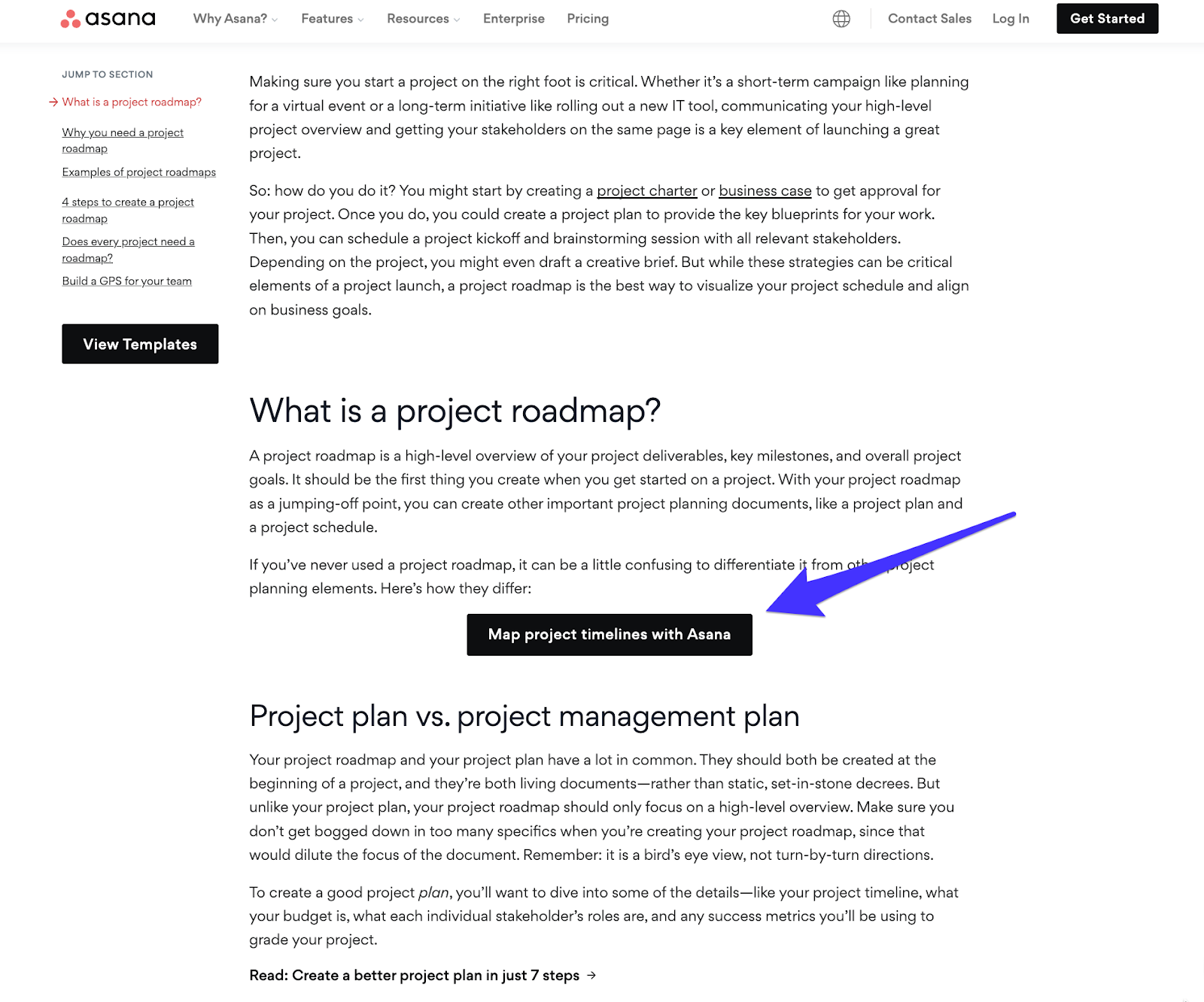 an example of product-led content from Asana