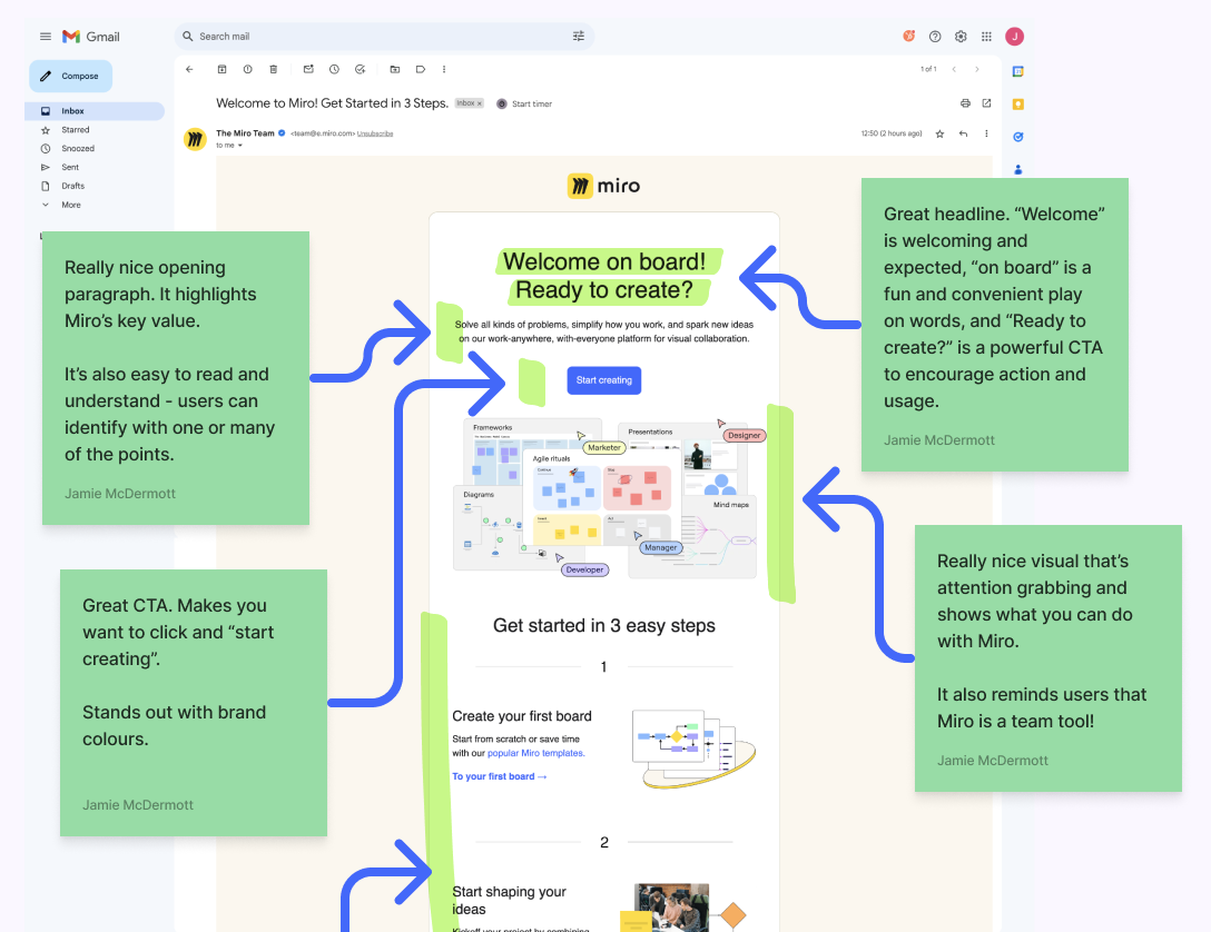SaaS onboarding audit located in Miro