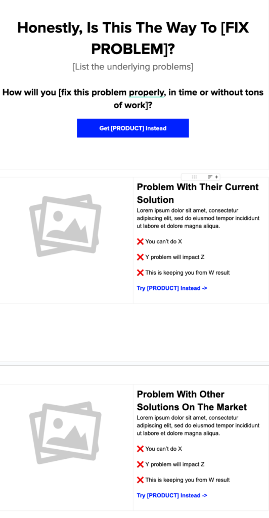 template for problem section