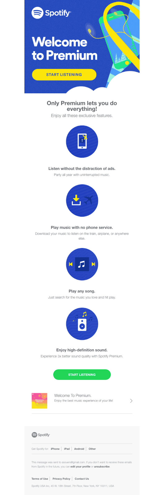 Spotify's customer welcome emails user-onboarding