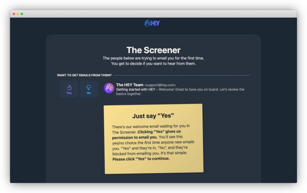 Hey's "The Screener"
