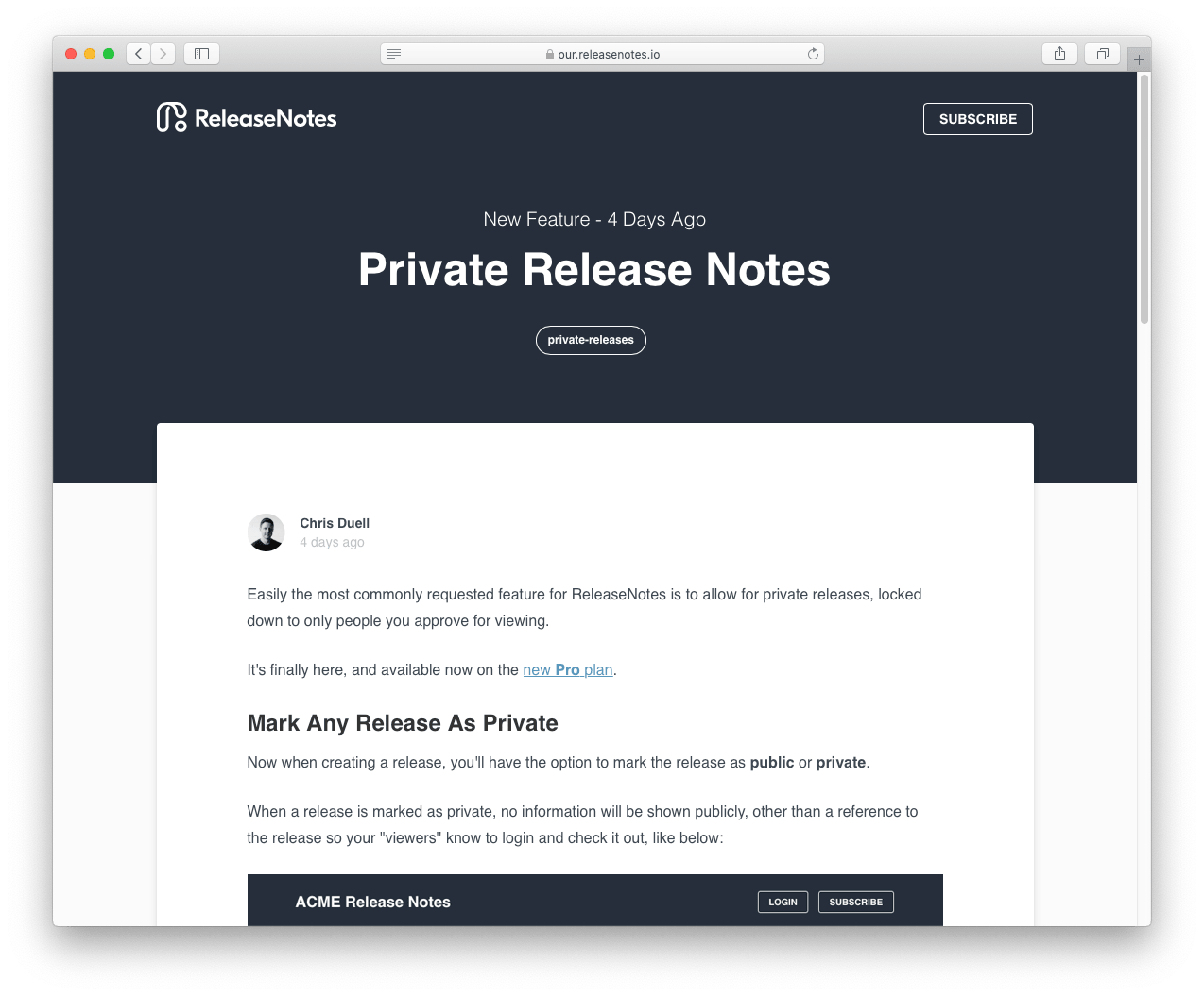 ReleaseNotes SaaS tool