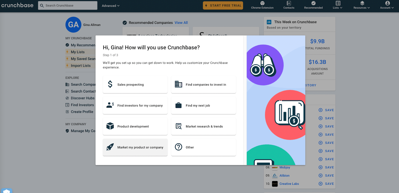 Crunchbase onboarding questionnaire
