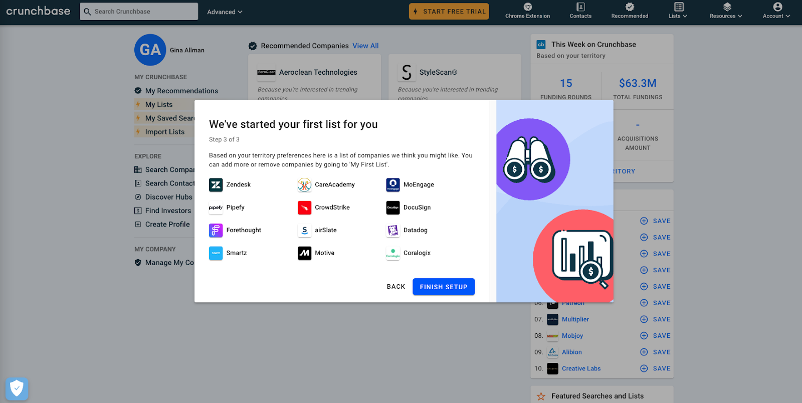 Crunchbase onboarding questionnaire