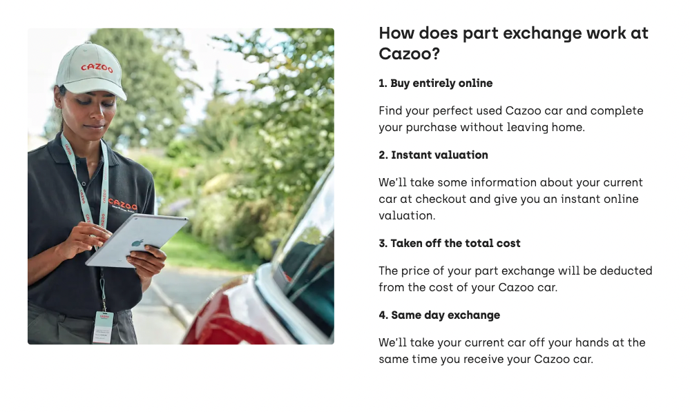 Cazoo's part exchange service
