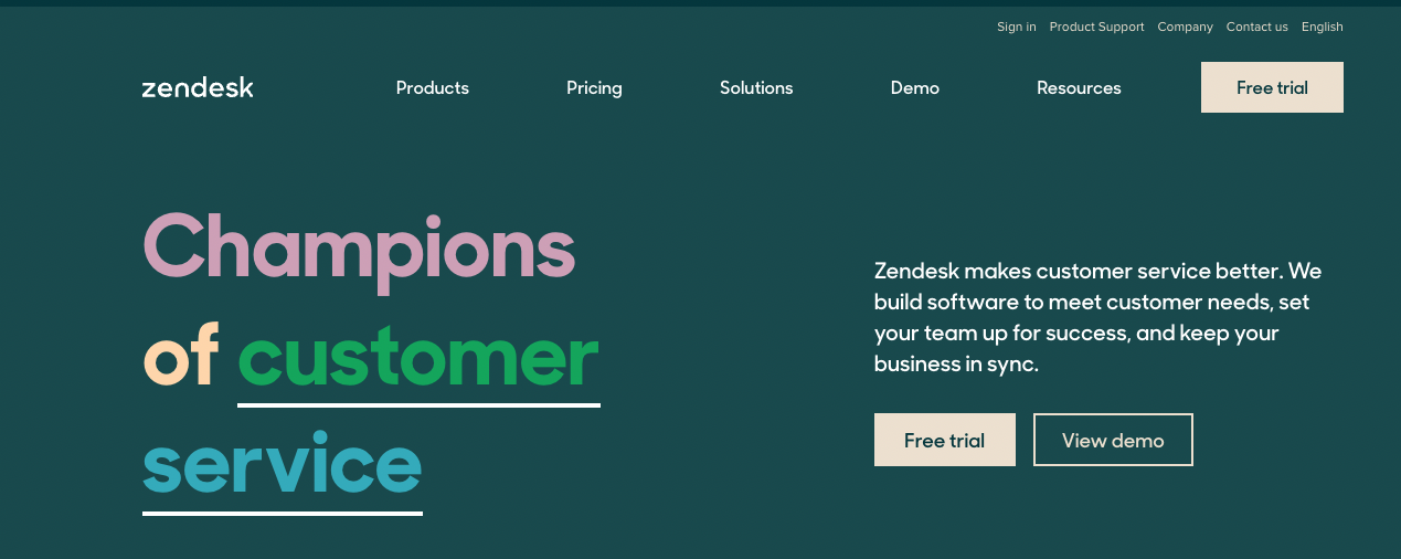 Zendesk homepage