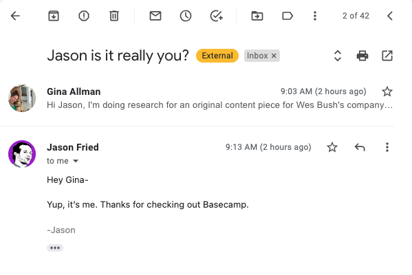 Basecamp CEO's email response to customer