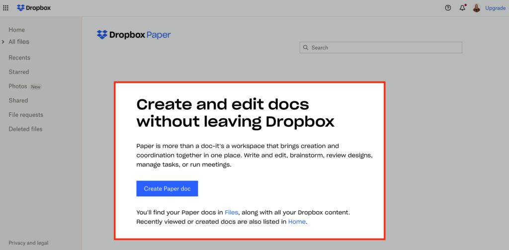 Dropbox's empty state not being empty