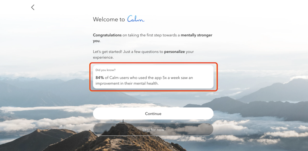 Calm's signup flow