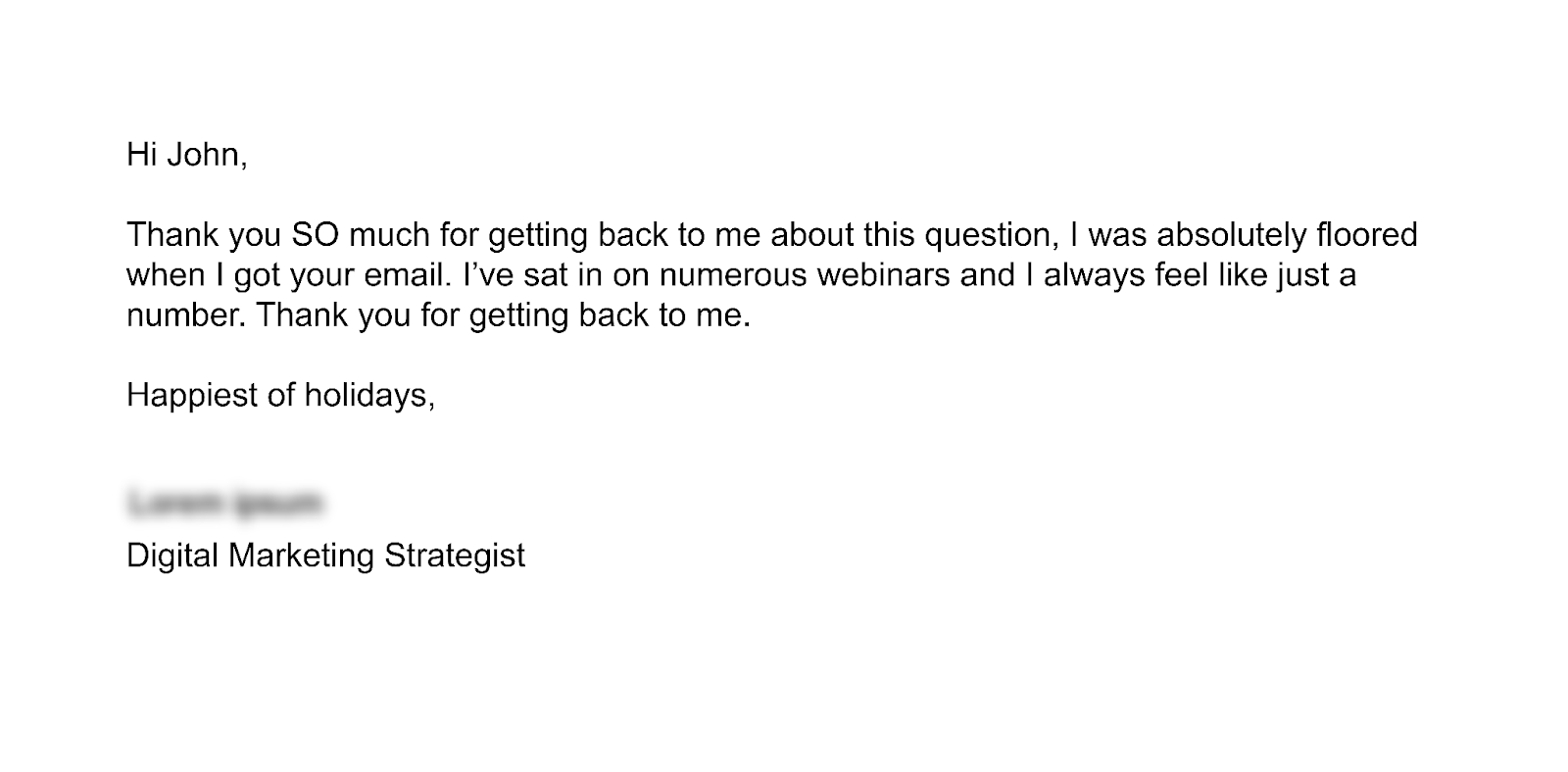 personal email response