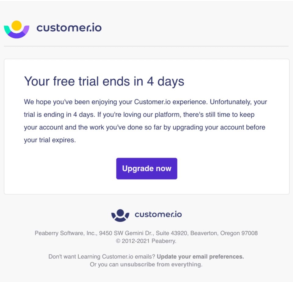 customer.io user onboarding email