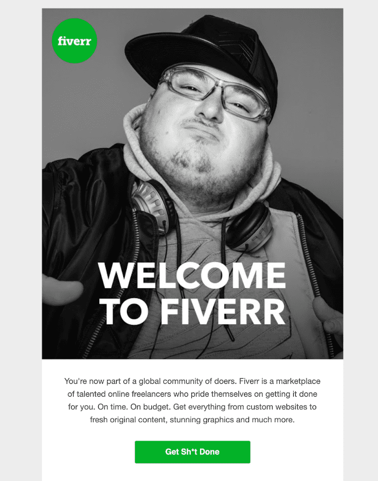 Fiver's welcome onboarding email saas monthly recurring revenue 