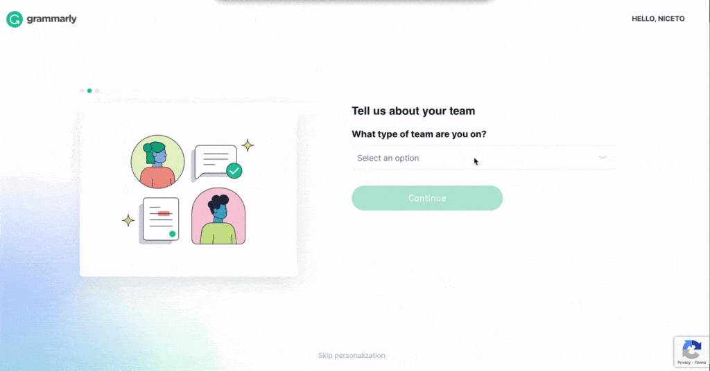 Grammarly's signup process for the best user onboarding experience.