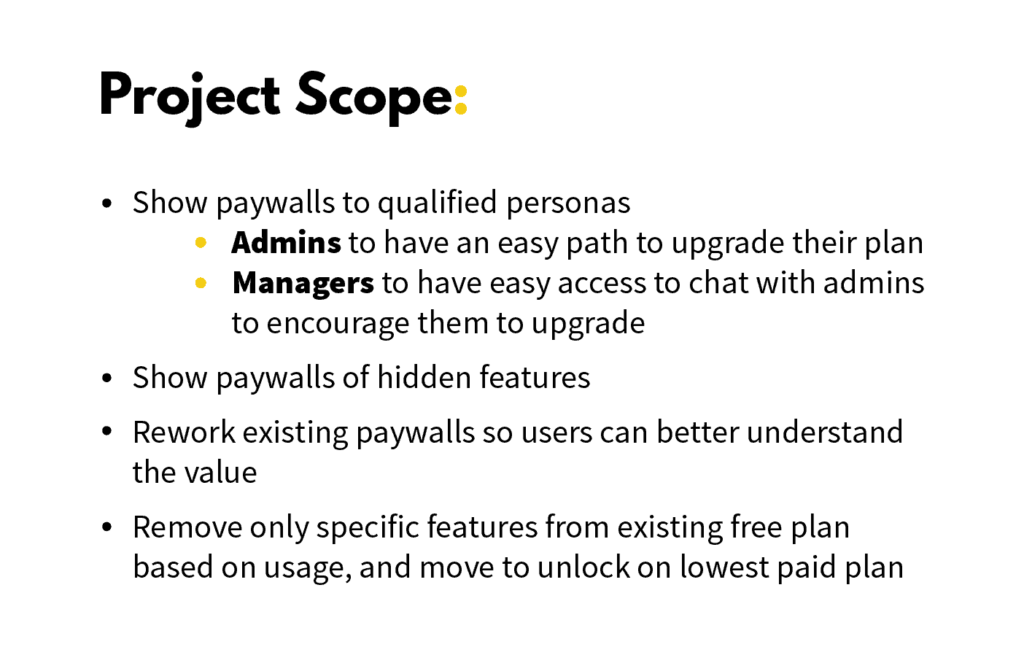 7Shifts paywall project scope example
