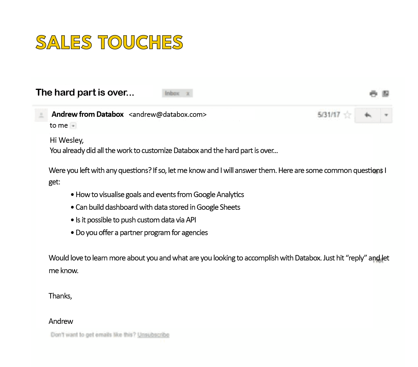 Example Of Sales Touches
