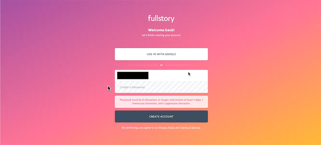 FullStory’s redesigned onboarding sequence step 4