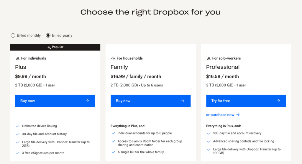 Usage-Based Free Trial: Choose the right Dropbox for you