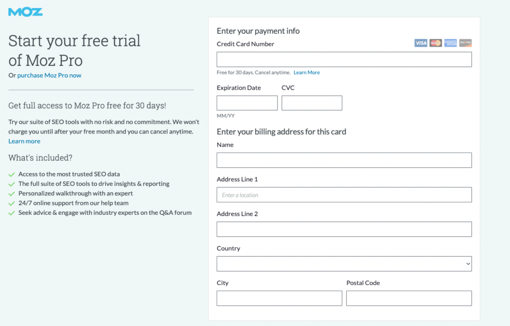 Moz Opt-Out Free Trial example