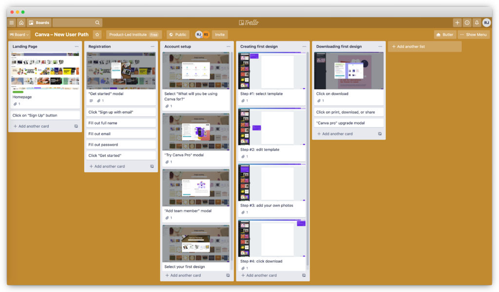 Mapping Out Steps for Users: Trello example