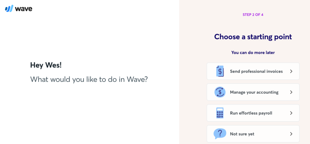 Customized Onboarding: Wave example