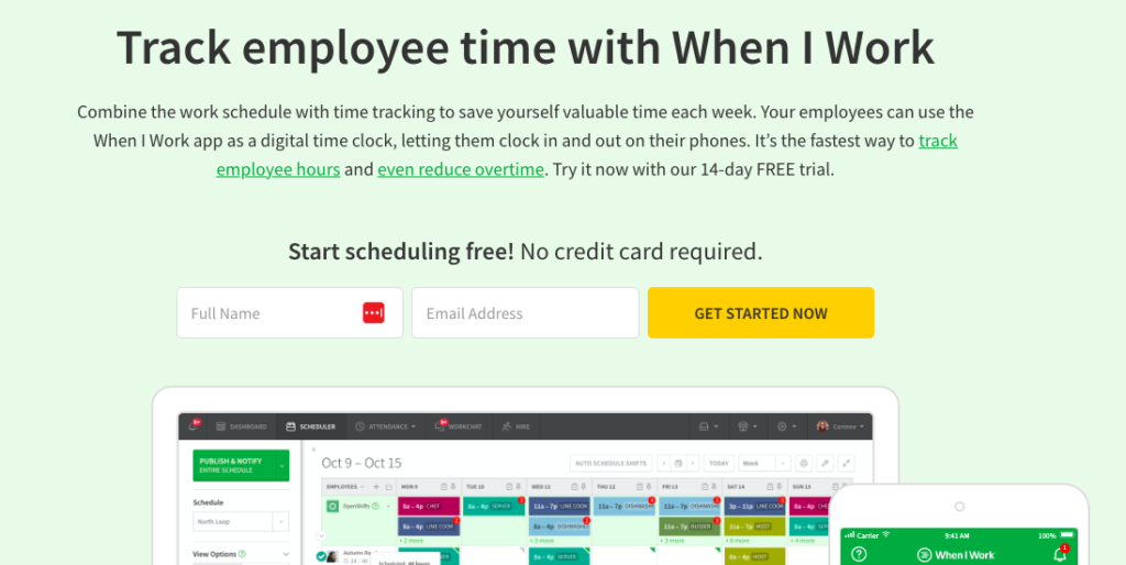 When I Work: Free 14 Day Trial example
