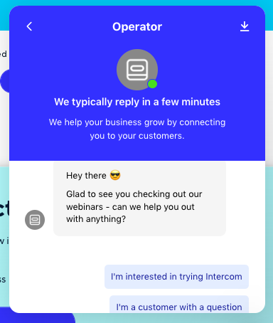 Intercom's Live Chat Feature for Websites
